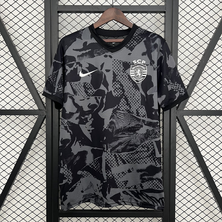 Sporting T-shirt Aquecimento Preta 25/26