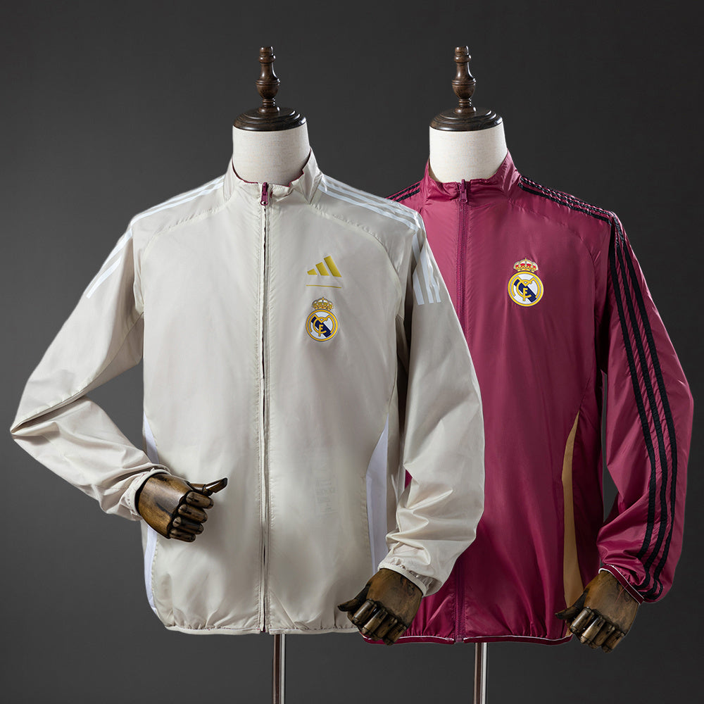 Corta‑Vento Reversível Real Madrid Bege & Vermelho