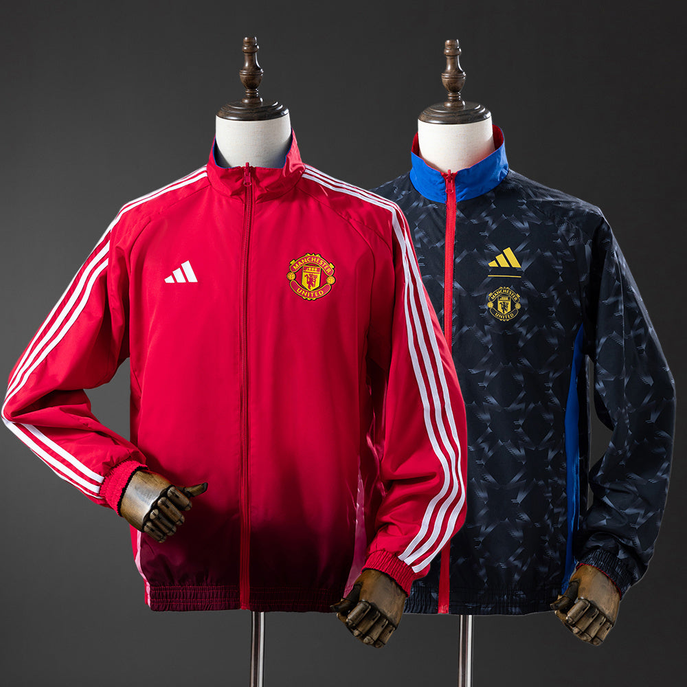 Corta‑Vento Reversível Anthem Manchester United Preto & Vermelho
