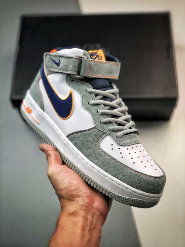 Air Force 107 Mid Cinzento e Azul Camurca