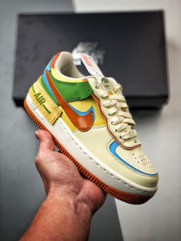 Air Force 1 Shadow Bege Verde Azul e Laranja