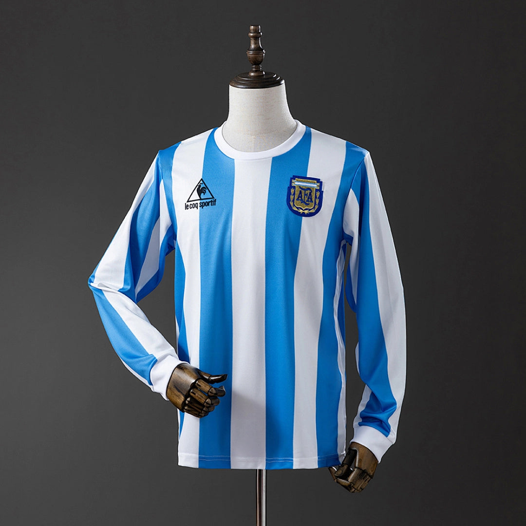 Camisola Principal da Argentina 1986 (Retro, Manga Longa)