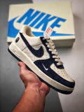 Bape x Air Force 1 Low Bege, Azul Escuro e Patchwork