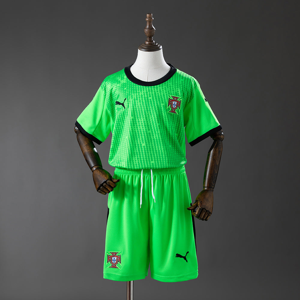 Camisola Principal Portugal Verde Fluorescente 2026 Criança